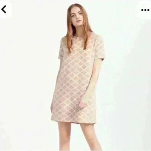 ZARA Trafalic Collections Season-Orange &Ivory Geometric Print Shift Dress Large